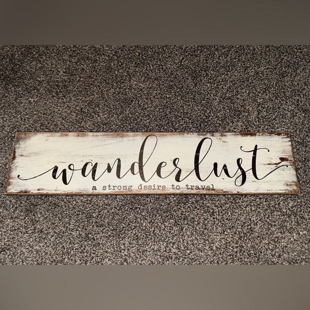 Wanderlust Antiqued Rustic Wall Sign Adventure